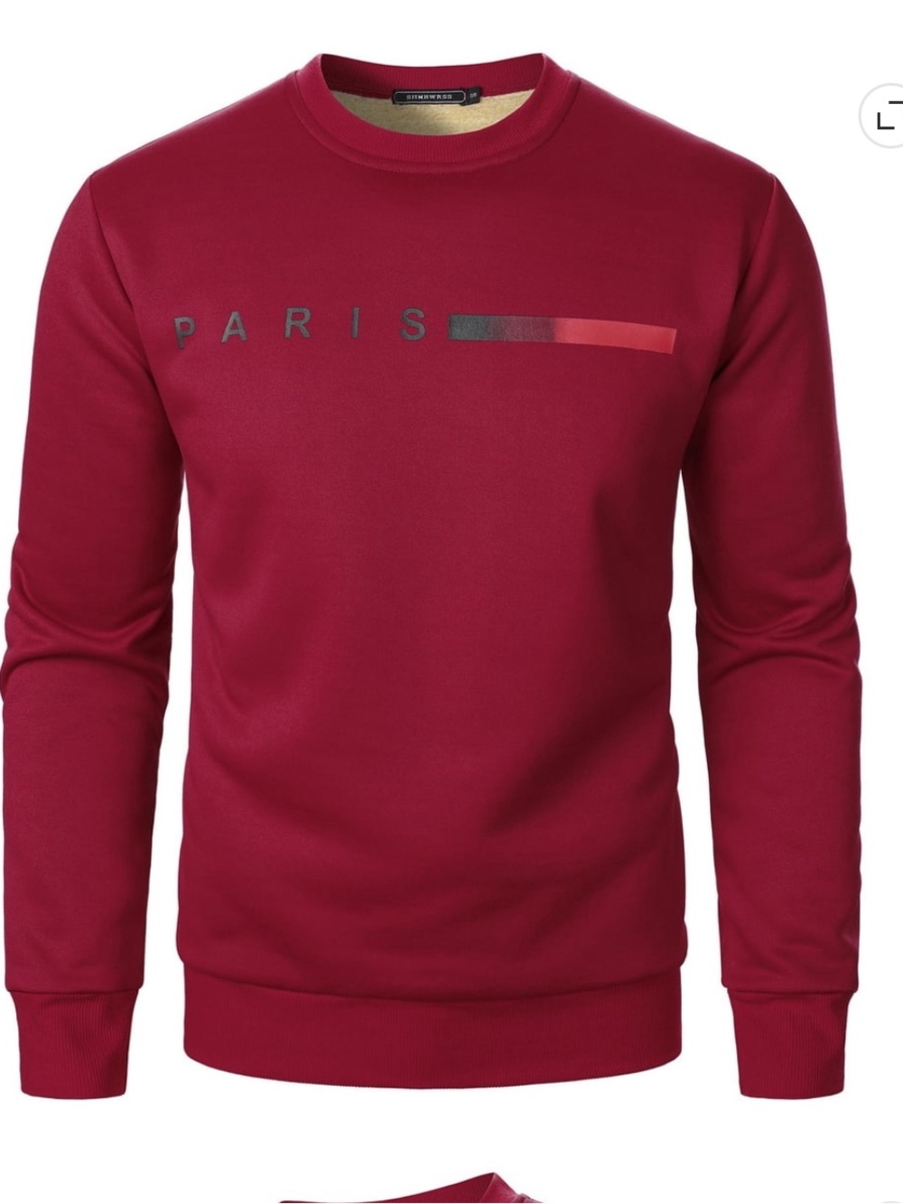 Men's Crewneck Sweater - Paris Graphic in dark red